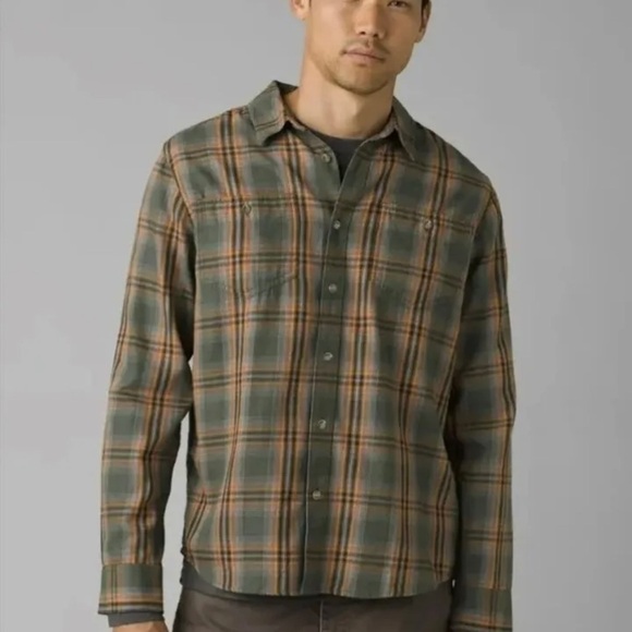 Prana Dolberg Flannel Shirt Tall Men Multicolor Plaid Check Long Sleeve Sz S NWT - Picture 2 of 16